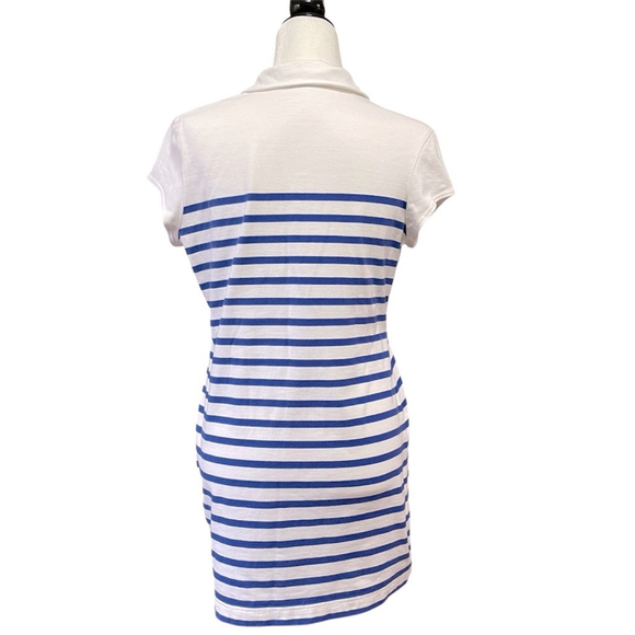 Saint James White Blue Stripes Shirt Dress US 10 - Picture 2 of 7